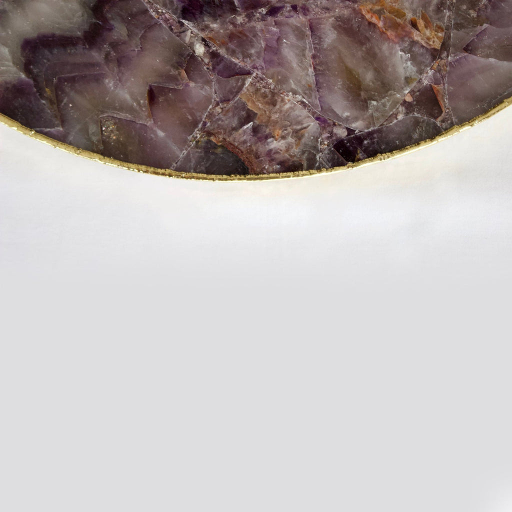 Amethyst Agate Serving Tray With Brass Handles | Circular